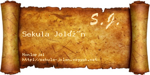 Sekula Jolán névjegykártya